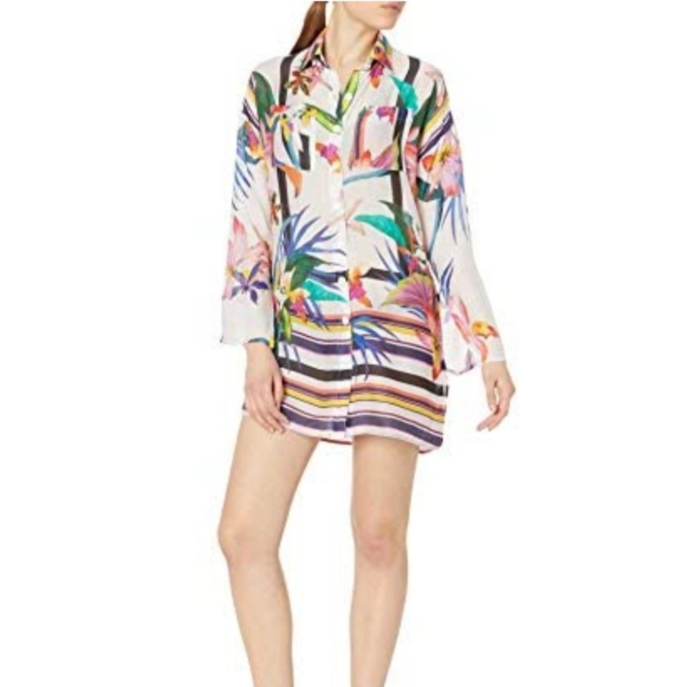 E_Trina Turk Women's Resort Shirt Swimsuit Cover Up Xs